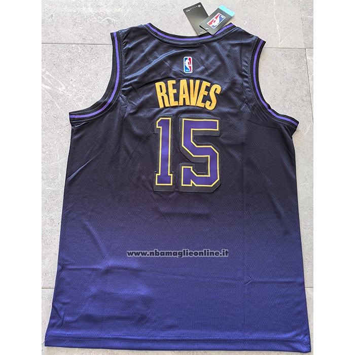 Maglia Los Angeles Lakers Austin Reaves #15 Citta 2024-25 Viola
